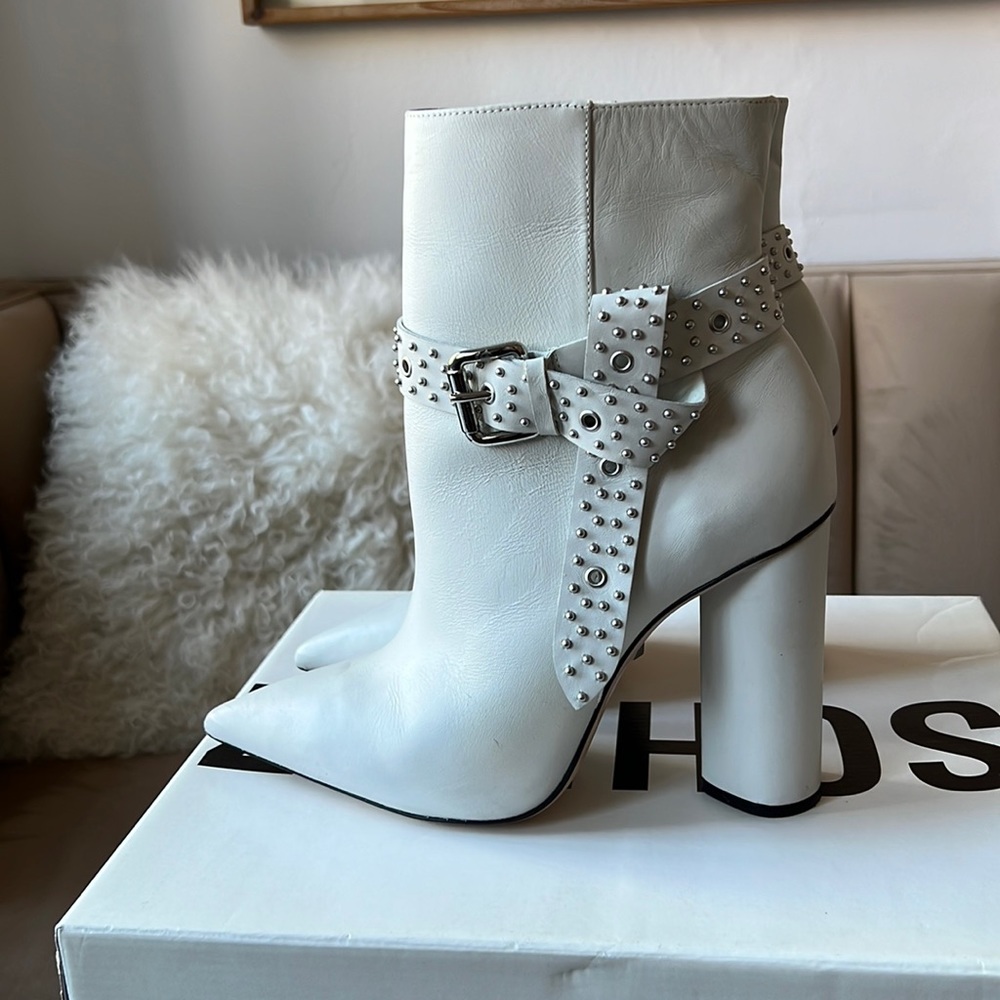 White Schutz bootie
